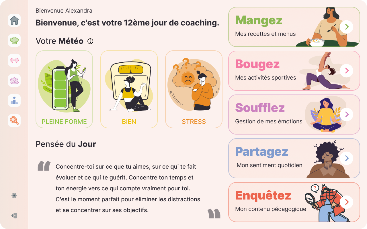 Accueil applicatif santé bien être et sport